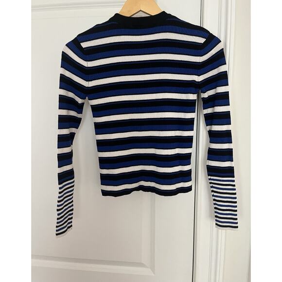 Zara Women's Blue and Black Knit top size S Striped - Picture 5 of 7